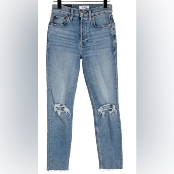 NWT RE/DONE High-Rise Classic Slim Fit 5 pocket Medium wash Skinny Leg Jeans 24 - Picture 5 of 5